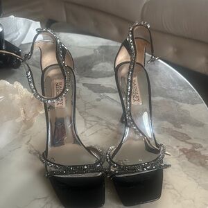 Badgley Mischka Black Heels with Silver Accents